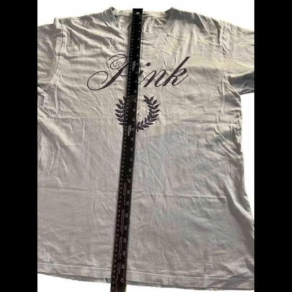 Preppy Baby Blue VS Pink Campus Oversized  Logo T size small - Picture 3 of 5